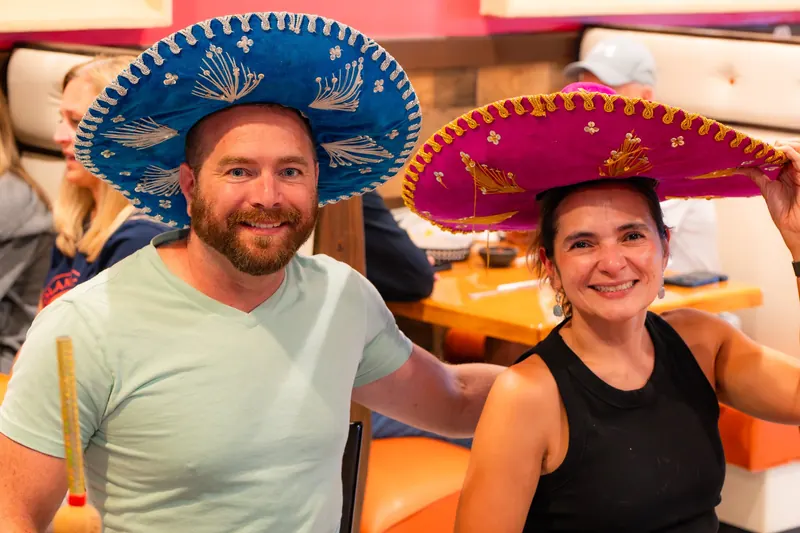 A couple in sombreros